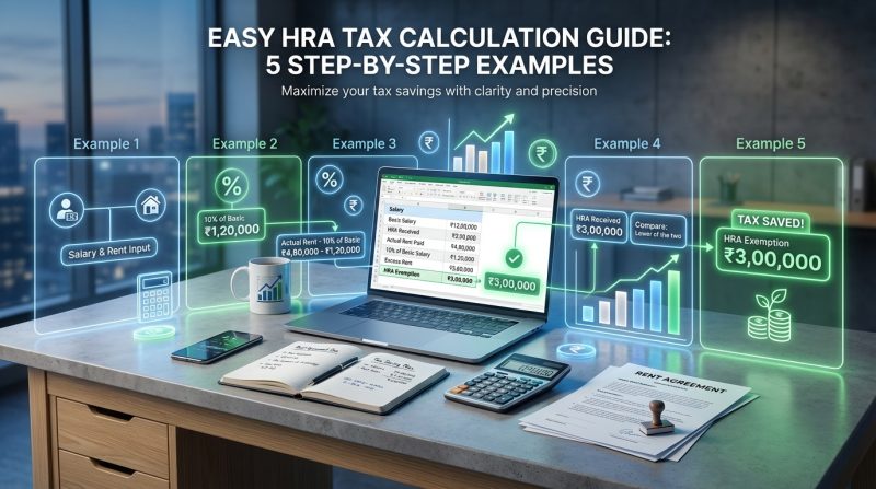 HRA Exemption Calculation Guide with 5 Worked Examples