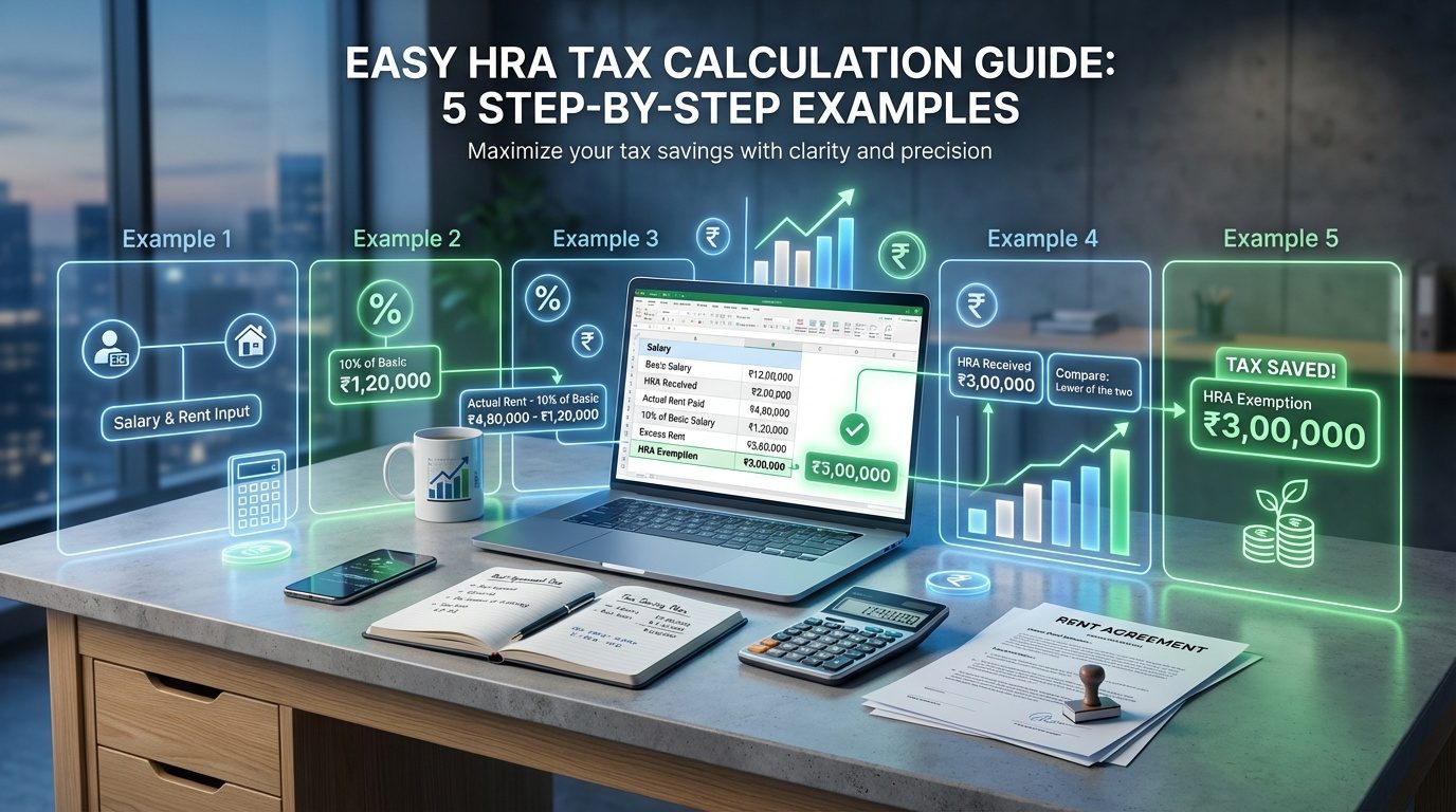 HRA Exemption Calculation Guide with 5 Worked Examples